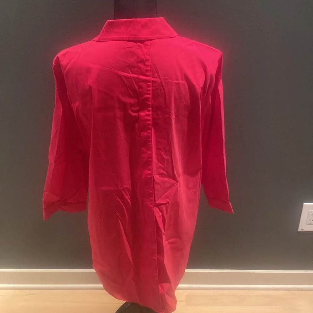 Women's Lafayette 148 hot pink Tunic length Button-Up Shirt. Size 10 - Picture 5 of 6